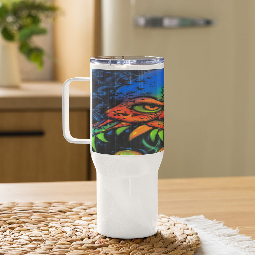 Travel mug with a handle - Toothy Grimace